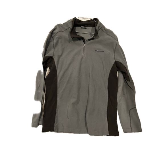 Columbia Black Gray 1/4 Button Fleece Mens Size L - Picture 1 of 3